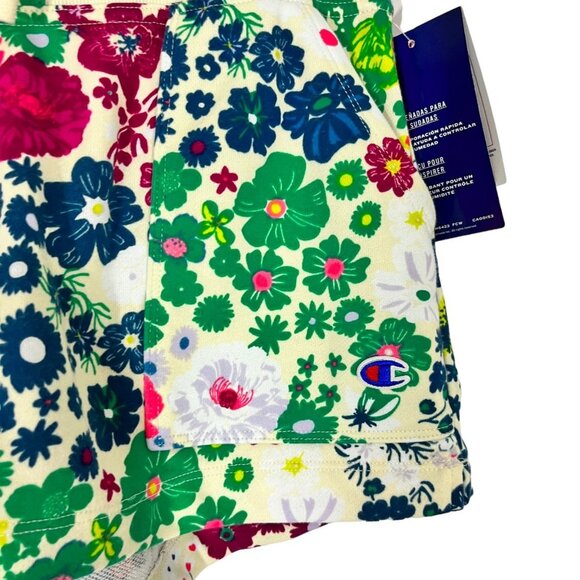 NEW CHAMPION FLORAL SHORTS WOMENS MEDIUM FLOWER POWER MULTI COLOR FRENCH TERRY N - Picture 4 of 8